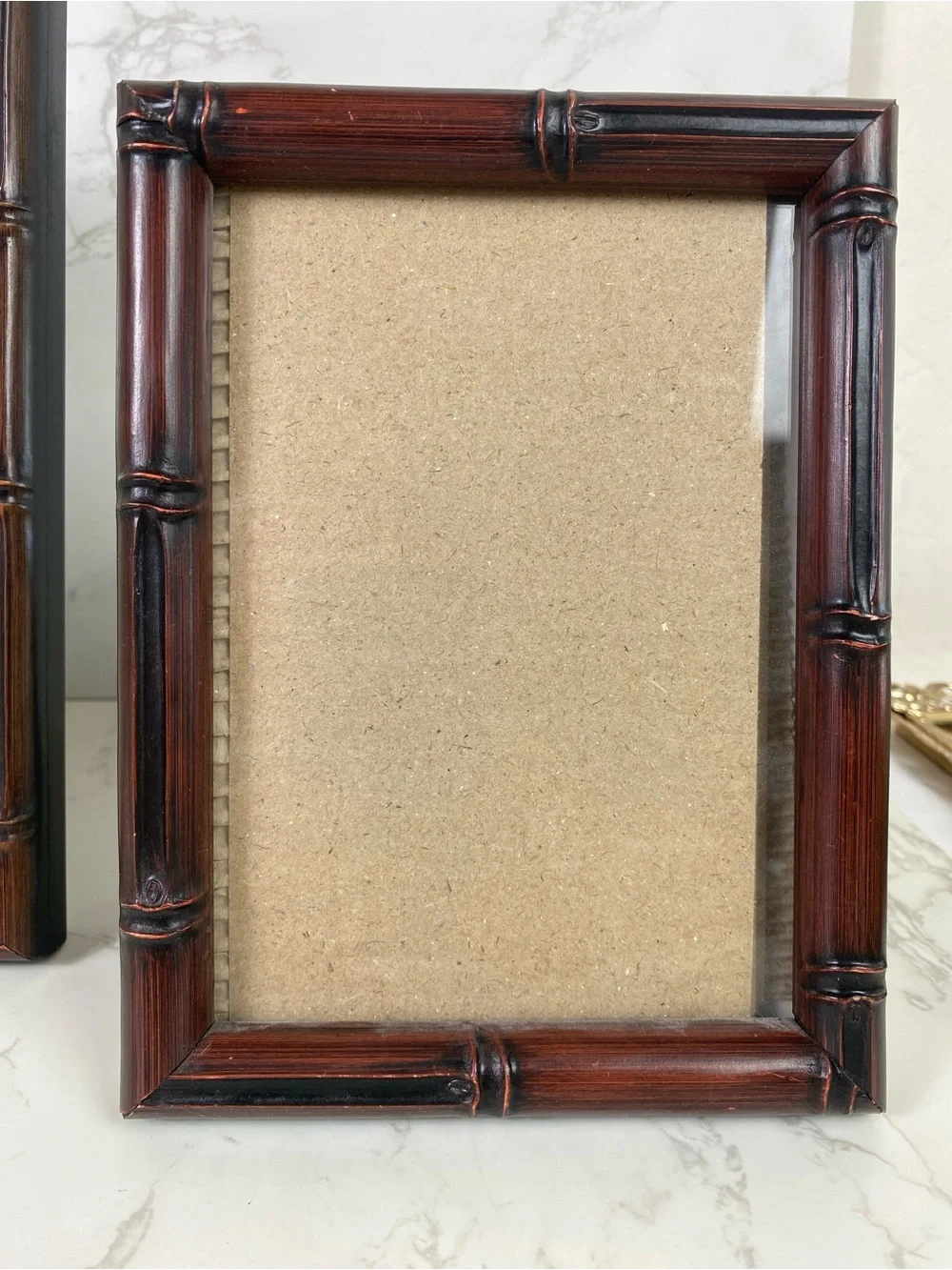 Two's Company Dark Brown Bamboo-Style Picture Frame Set table top